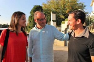 Inés Arrimadas con Ángel Guillén y Rafa Jiménez de C's La Garriga